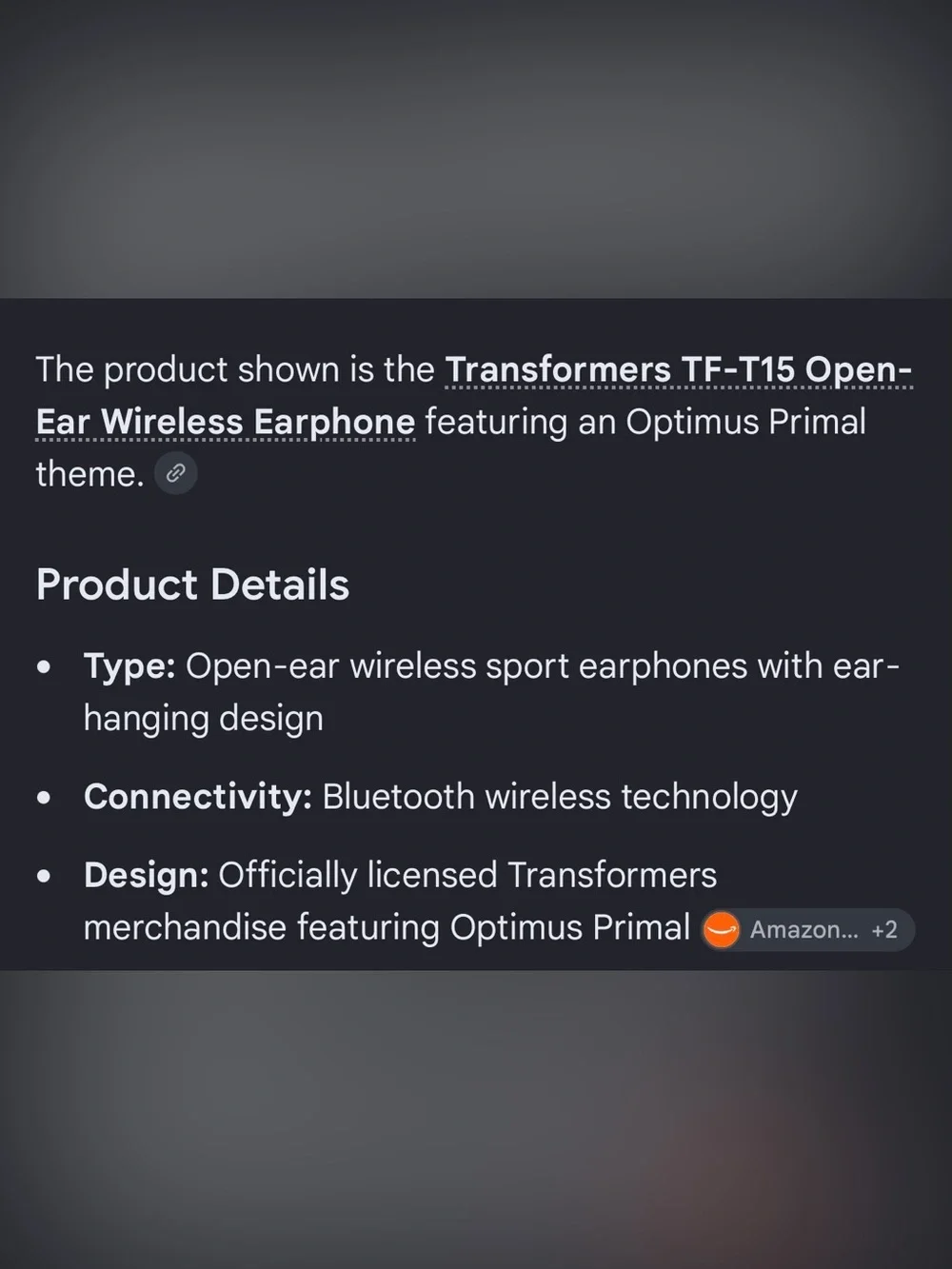 New Transformers Optimus Primal Wireless Earphone - Silver